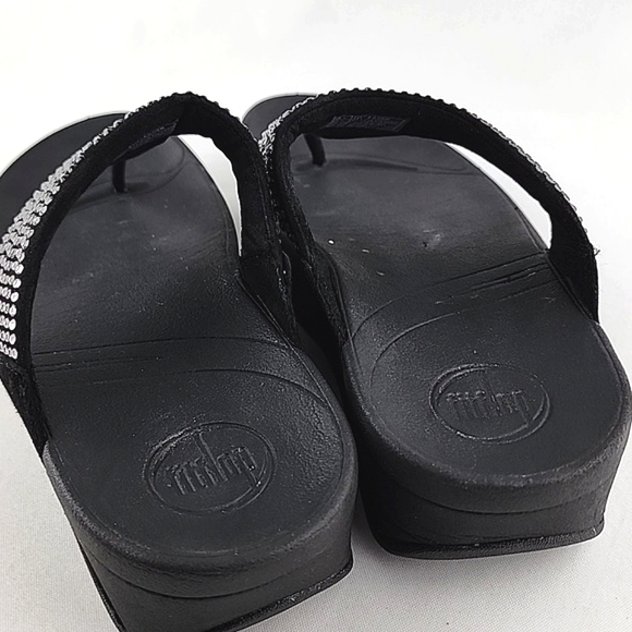 Fitflop Women's Lulu Black Popstud Toe-Post Shiny Metal Studs Sandals Size 7 - Picture 10 of 16